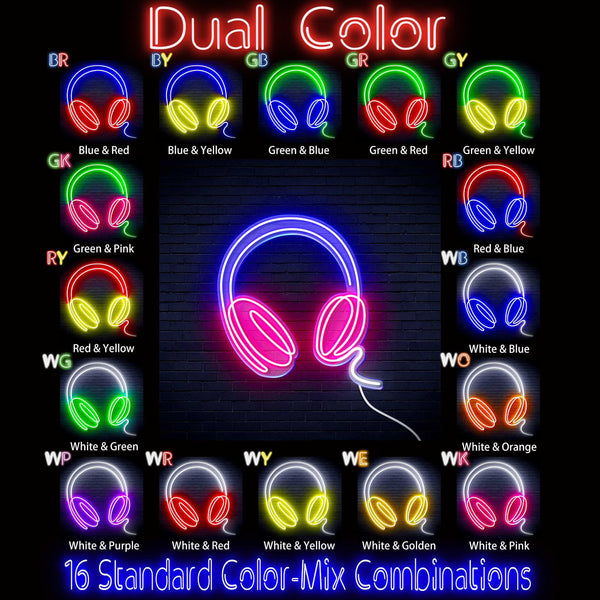 ADVPRO Headphone Ultra-Bright LED Neon Sign fn-i4075 - Dual-Color