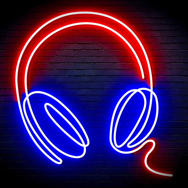 ADVPRO Headphone Ultra-Bright LED Neon Sign fn-i4075 - Red & Blue