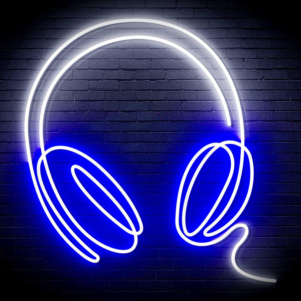 ADVPRO Headphone Ultra-Bright LED Neon Sign fn-i4075 - White & Blue