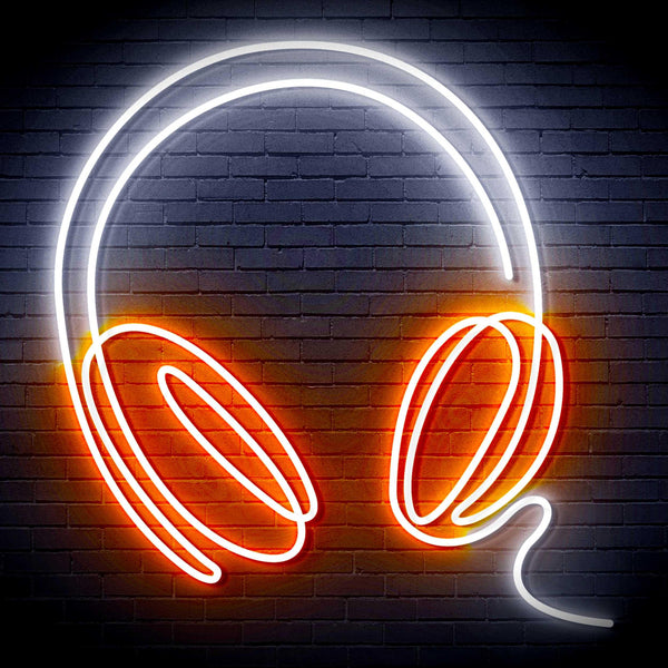 ADVPRO Headphone Ultra-Bright LED Neon Sign fn-i4075 - White & Orange