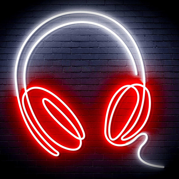 ADVPRO Headphone Ultra-Bright LED Neon Sign fn-i4075 - White & Red
