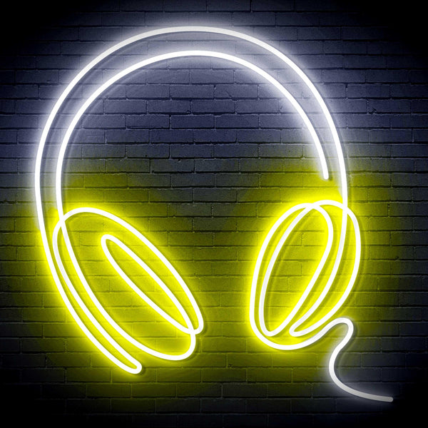 ADVPRO Headphone Ultra-Bright LED Neon Sign fn-i4075 - White & Yellow