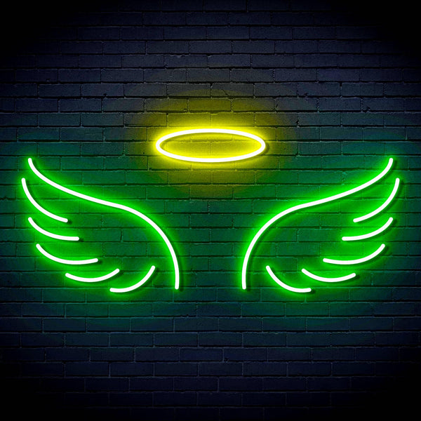 ADVPRO Pair of Angel Wings Ultra-Bright LED Neon Sign fn-i4077 - Green & Yellow