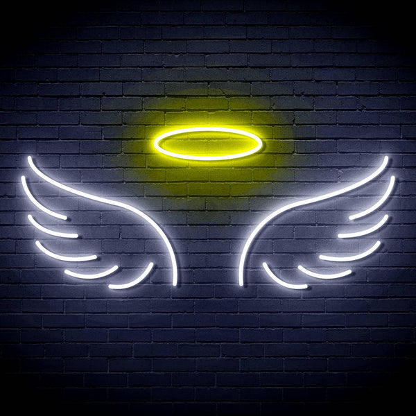 ADVPRO Pair of Angel Wings Ultra-Bright LED Neon Sign fn-i4077 - White & Yellow