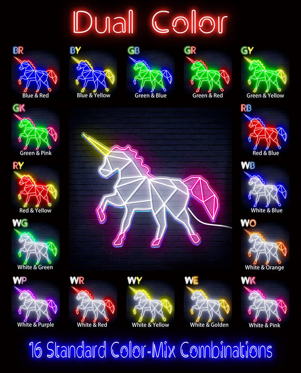 ADVPRO Origami Unicorn Ultra-Bright LED Neon Sign fn-i4078 - Dual-Color