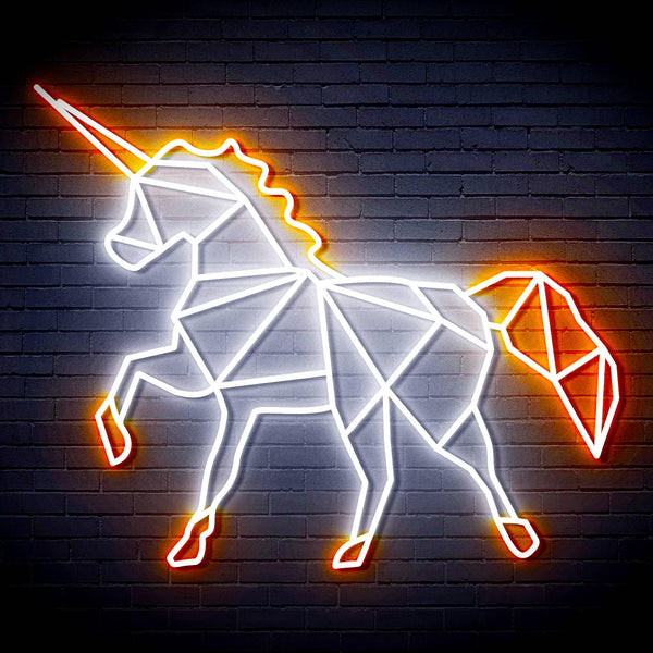ADVPRO Origami Unicorn Ultra-Bright LED Neon Sign fn-i4078 - White & Orange