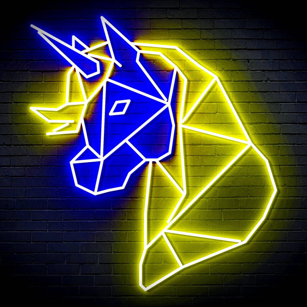 ADVPRO Origami Unicorn Head Face Ultra-Bright LED Neon Sign fn-i4079 - Blue & Yellow