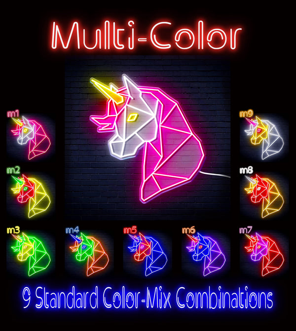 ADVPRO Origami Unicorn Head Face Ultra-Bright LED Neon Sign fn-i4079 - Multi-Color