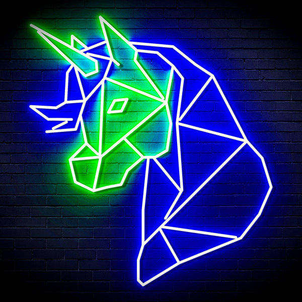 ADVPRO Origami Unicorn Head Face Ultra-Bright LED Neon Sign fn-i4079 - Green & Blue