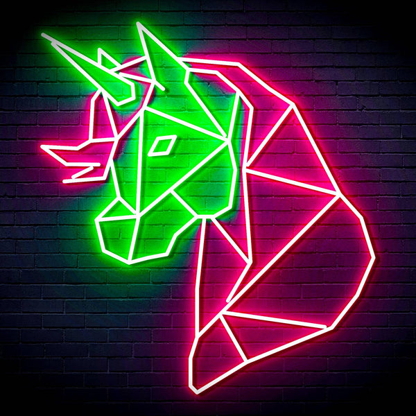 ADVPRO Origami Unicorn Head Face Ultra-Bright LED Neon Sign fn-i4079 - Green & Pink