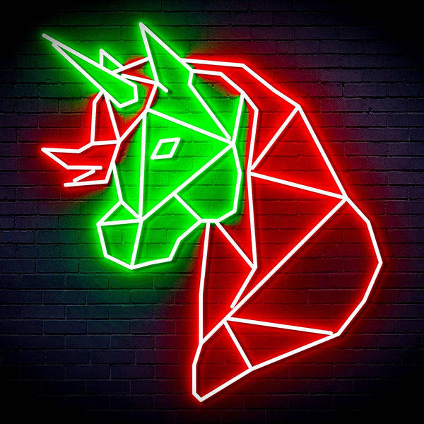 ADVPRO Origami Unicorn Head Face Ultra-Bright LED Neon Sign fn-i4079 - Green & Red