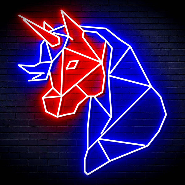ADVPRO Origami Unicorn Head Face Ultra-Bright LED Neon Sign fn-i4079 - Red & Blue
