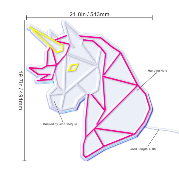 ADVPRO Origami Unicorn Head Face Ultra-Bright LED Neon Sign fn-i4079 - Size