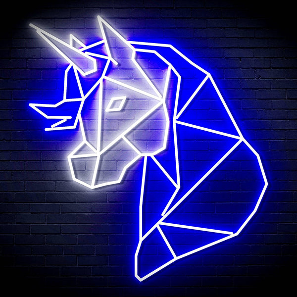 ADVPRO Origami Unicorn Head Face Ultra-Bright LED Neon Sign fn-i4079 - White & Blue