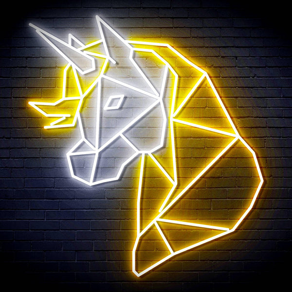 ADVPRO Origami Unicorn Head Face Ultra-Bright LED Neon Sign fn-i4079 - White & Golden Yellow