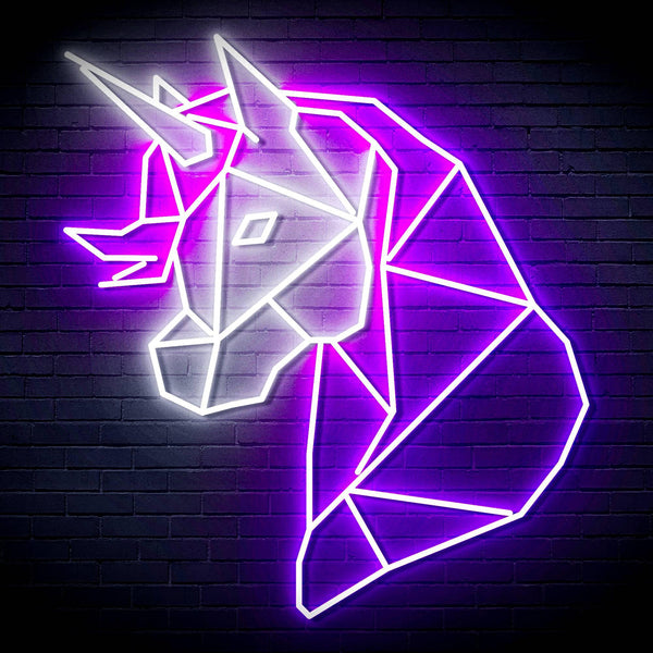 ADVPRO Origami Unicorn Head Face Ultra-Bright LED Neon Sign fn-i4079 - White & Purple