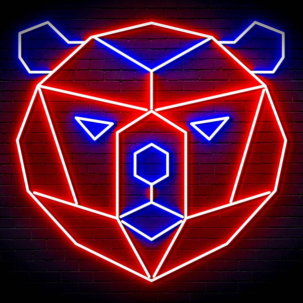 ADVPRO Origami Bear Head Face Ultra-Bright LED Neon Sign fn-i4082 - Blue & Red