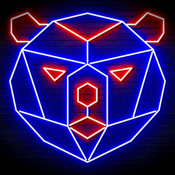 ADVPRO Origami Bear Head Face Ultra-Bright LED Neon Sign fn-i4082 - Red & Blue