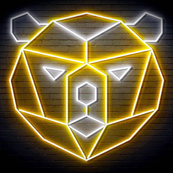 ADVPRO Origami Bear Head Face Ultra-Bright LED Neon Sign fn-i4082 - White & Golden Yellow