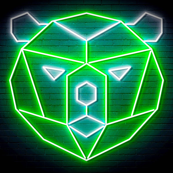 ADVPRO Origami Bear Head Face Ultra-Bright LED Neon Sign fn-i4082 - White & Green