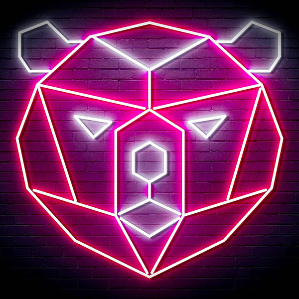 ADVPRO Origami Bear Head Face Ultra-Bright LED Neon Sign fn-i4082 - White & Pink