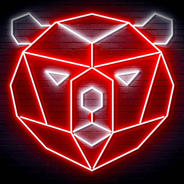 ADVPRO Origami Bear Head Face Ultra-Bright LED Neon Sign fn-i4082 - White & Red