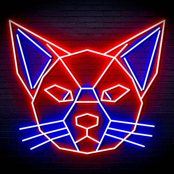 ADVPRO Origami Cat Head Face Ultra-Bright LED Neon Sign fn-i4084 - Blue & Red