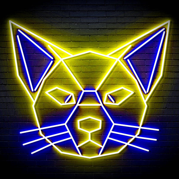 ADVPRO Origami Cat Head Face Ultra-Bright LED Neon Sign fn-i4084 - Blue & Yellow