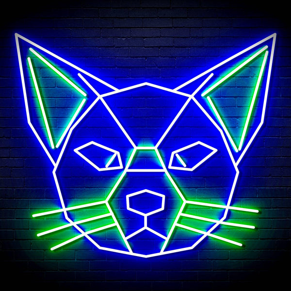 ADVPRO Origami Cat Head Face Ultra-Bright LED Neon Sign fn-i4084 - Green & Blue