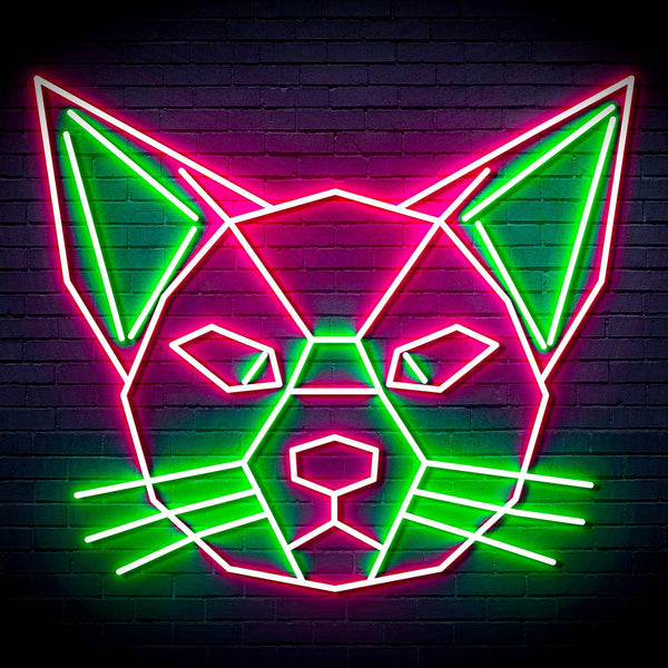 ADVPRO Origami Cat Head Face Ultra-Bright LED Neon Sign fn-i4084 - Green & Pink