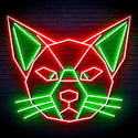 ADVPRO Origami Cat Head Face Ultra-Bright LED Neon Sign fn-i4084 - Green & Red