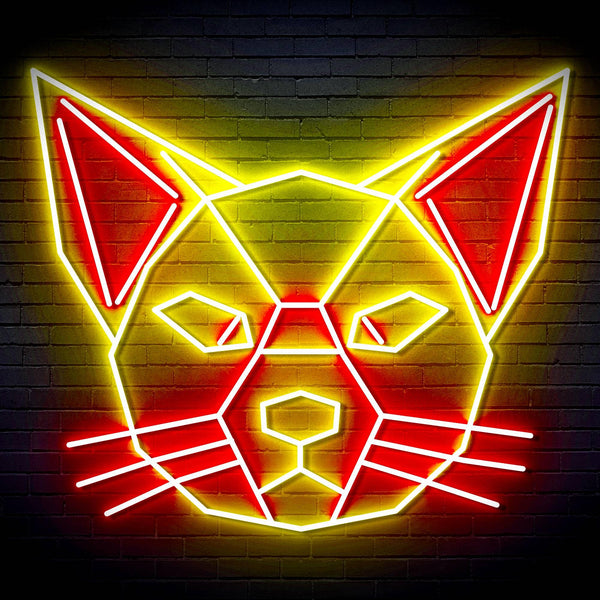 ADVPRO Origami Cat Head Face Ultra-Bright LED Neon Sign fn-i4084 - Red & Yellow