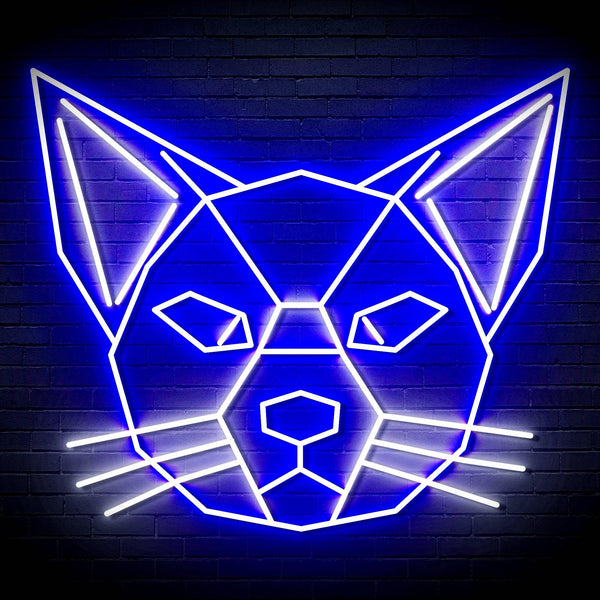 ADVPRO Origami Cat Head Face Ultra-Bright LED Neon Sign fn-i4084 - White & Blue
