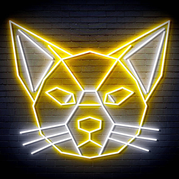 ADVPRO Origami Cat Head Face Ultra-Bright LED Neon Sign fn-i4084 - White & Golden Yellow