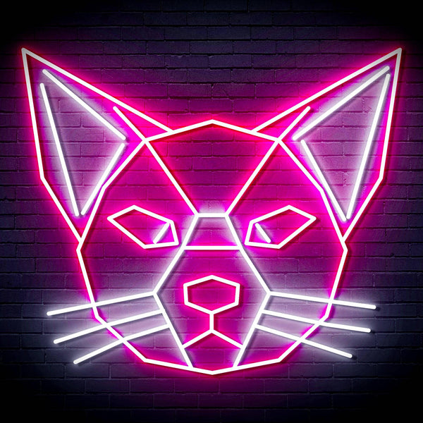 ADVPRO Origami Cat Head Face Ultra-Bright LED Neon Sign fn-i4084 - White & Pink
