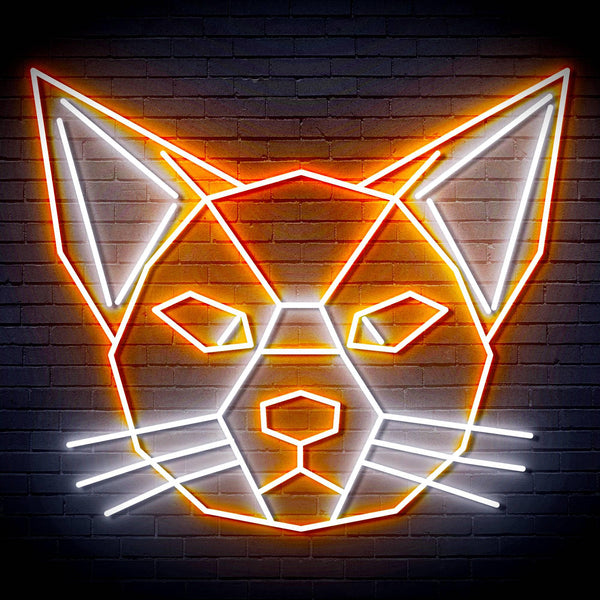 ADVPRO Origami Cat Head Face Ultra-Bright LED Neon Sign fn-i4084 - White & Orange