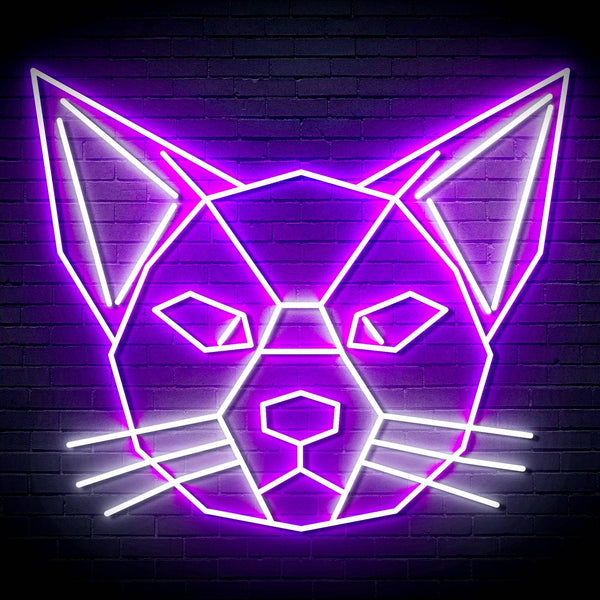ADVPRO Origami Cat Head Face Ultra-Bright LED Neon Sign fn-i4084 - White & Purple