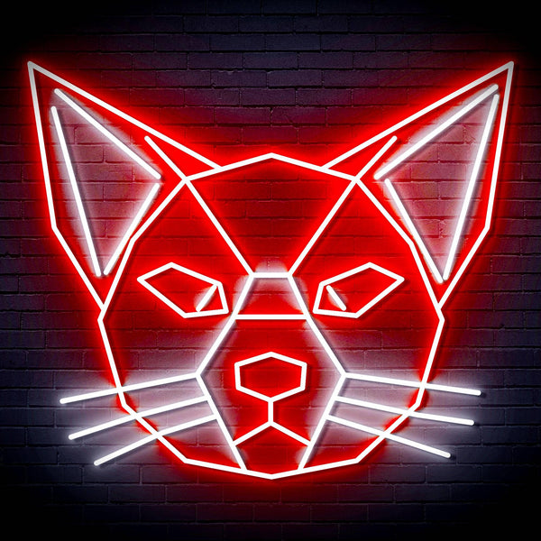 ADVPRO Origami Cat Head Face Ultra-Bright LED Neon Sign fn-i4084 - White & Red