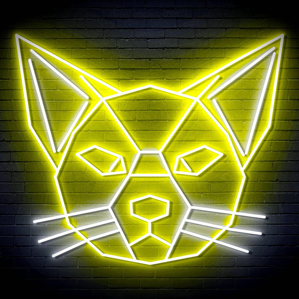 ADVPRO Origami Cat Head Face Ultra-Bright LED Neon Sign fn-i4084 - White & Yellow