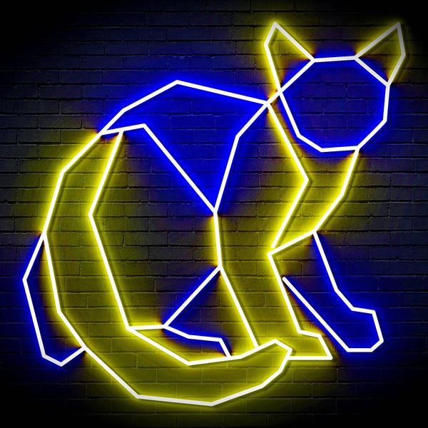ADVPRO Origami Cat Ultra-Bright LED Neon Sign fn-i4085 - Blue & Yellow