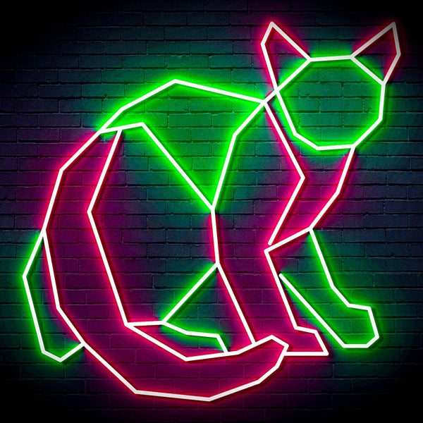 ADVPRO Origami Cat Ultra-Bright LED Neon Sign fn-i4085 - Green & Pink
