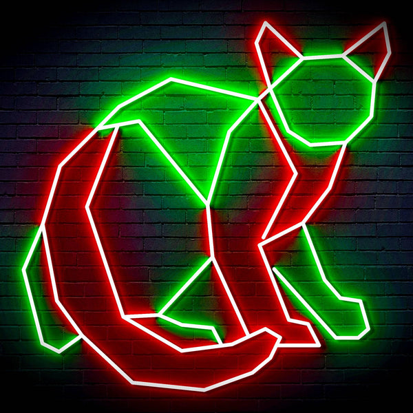 ADVPRO Origami Cat Ultra-Bright LED Neon Sign fn-i4085 - Green & Red