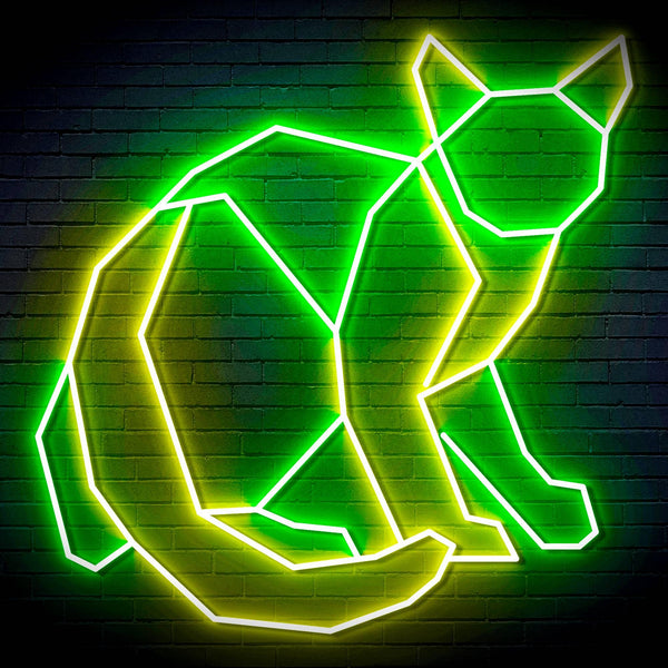 ADVPRO Origami Cat Ultra-Bright LED Neon Sign fn-i4085 - Green & Yellow