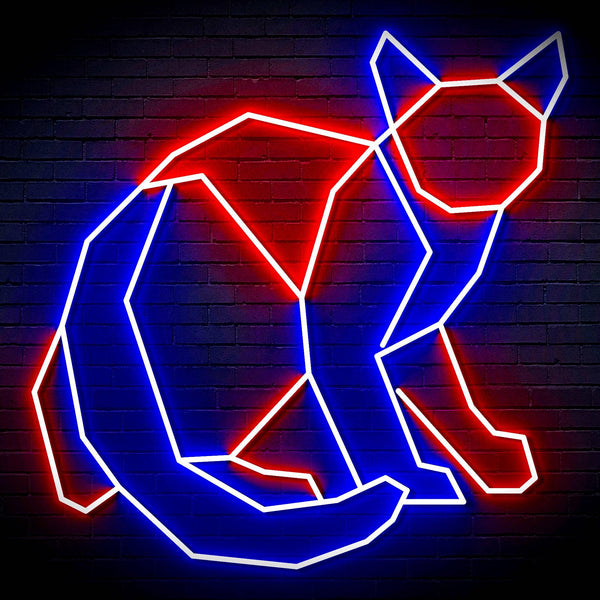 ADVPRO Origami Cat Ultra-Bright LED Neon Sign fn-i4085 - Red & Blue