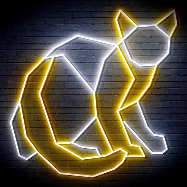 ADVPRO Origami Cat Ultra-Bright LED Neon Sign fn-i4085 - White & Golden Yellow