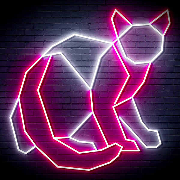 ADVPRO Origami Cat Ultra-Bright LED Neon Sign fn-i4085 - White & Pink