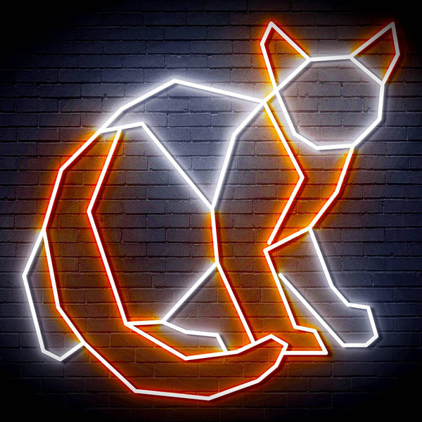 ADVPRO Origami Cat Ultra-Bright LED Neon Sign fn-i4085 - White & Orange
