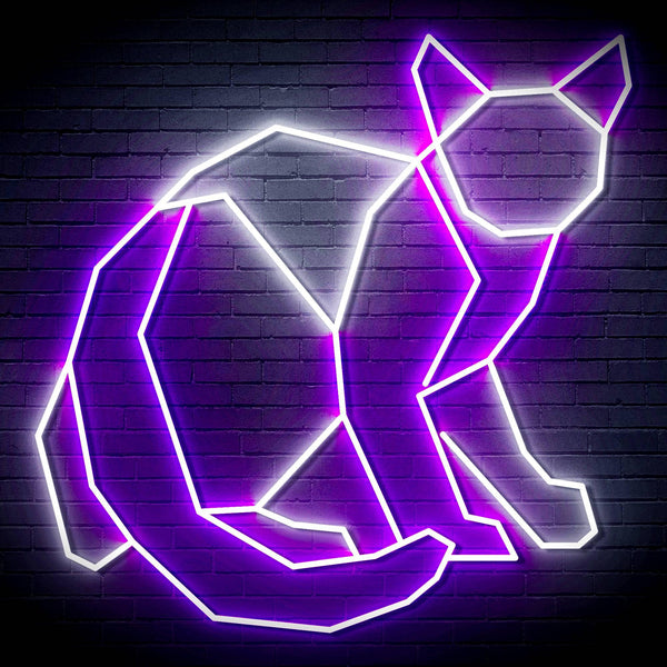ADVPRO Origami Cat Ultra-Bright LED Neon Sign fn-i4085 - White & Purple