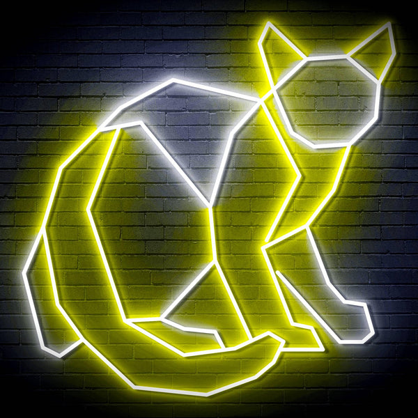 ADVPRO Origami Cat Ultra-Bright LED Neon Sign fn-i4085 - White & Yellow