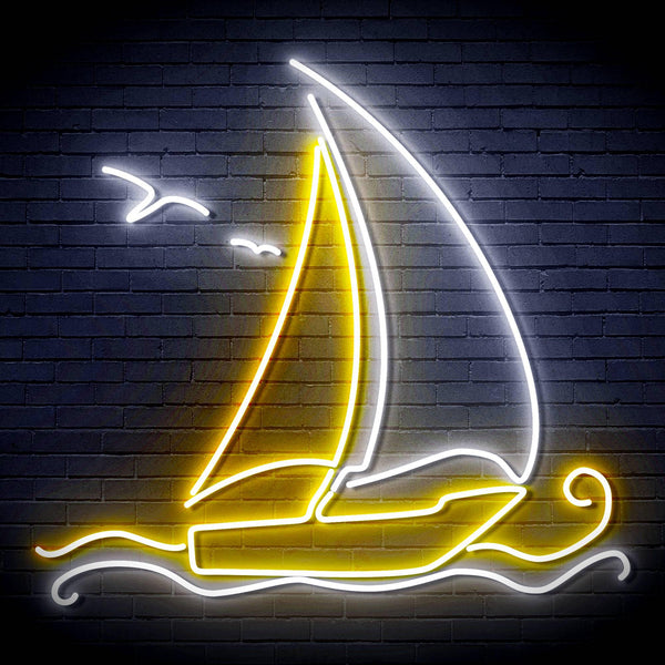 ADVPRO Windsurfing Yacht Ultra-Bright LED Neon Sign fn-i4087 - White & Golden Yellow